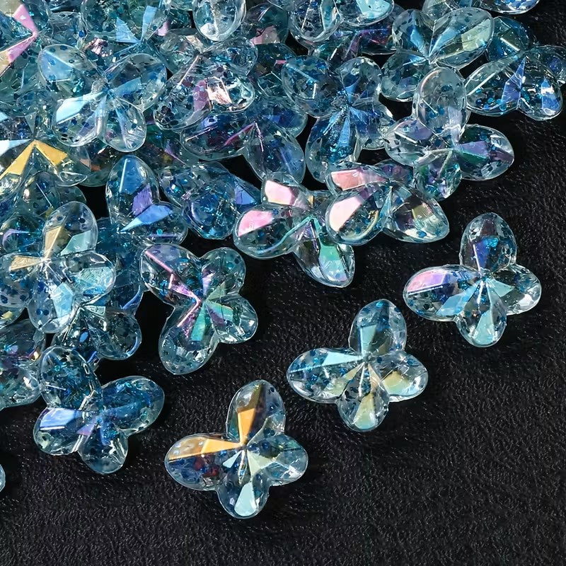 Margele acrilice fluture 18x14mm albastru