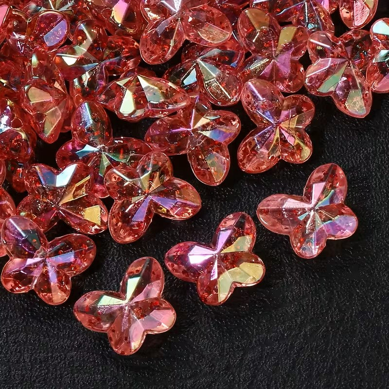 Margele acrilice fluture 18x14mm rosu