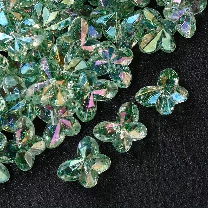 Margele acrilice fluture 18x14mm verde