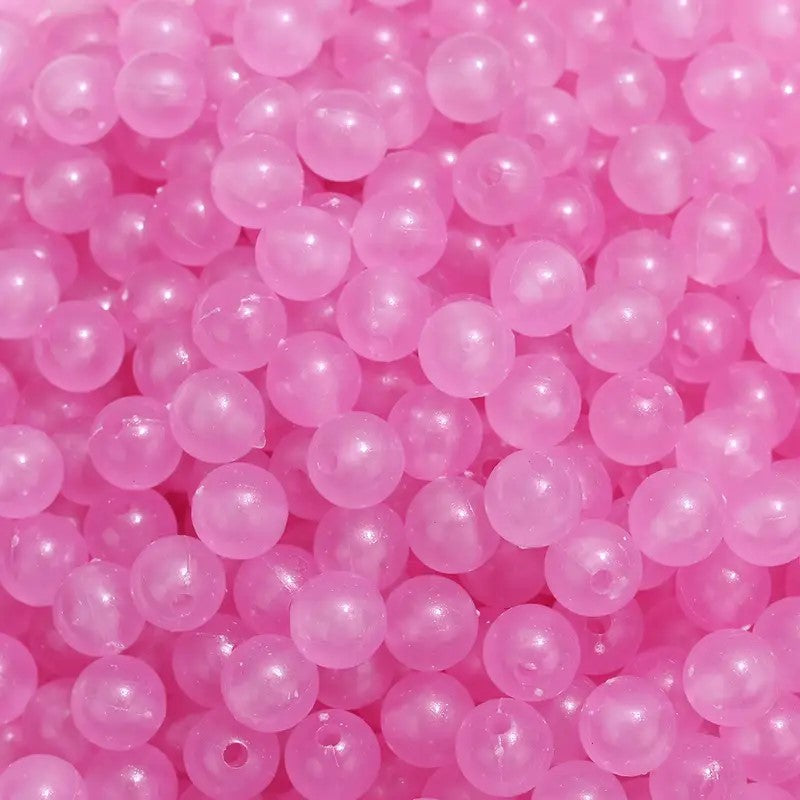 Margele acrilice fosforescente 6mm roz