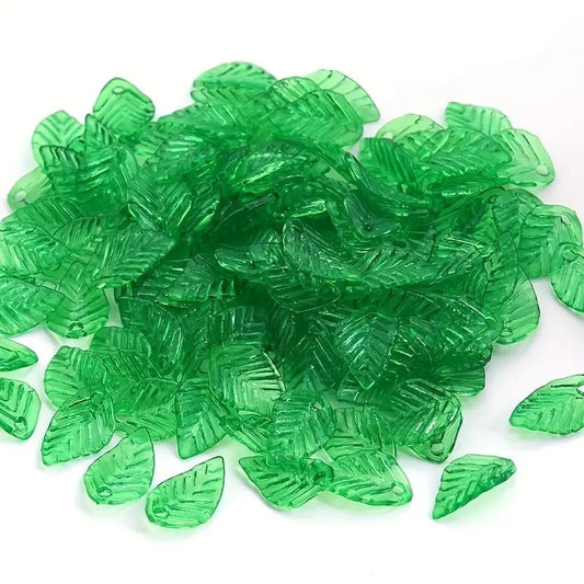 Margele acrilice frunza 13x8mm verde