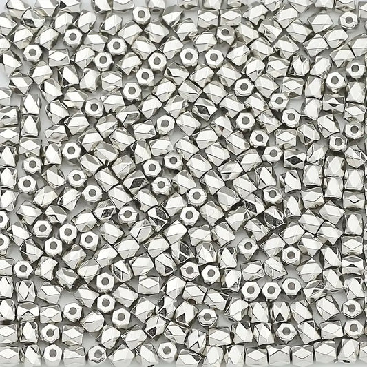 Margele acrilice hexagonale 4mm argintiu