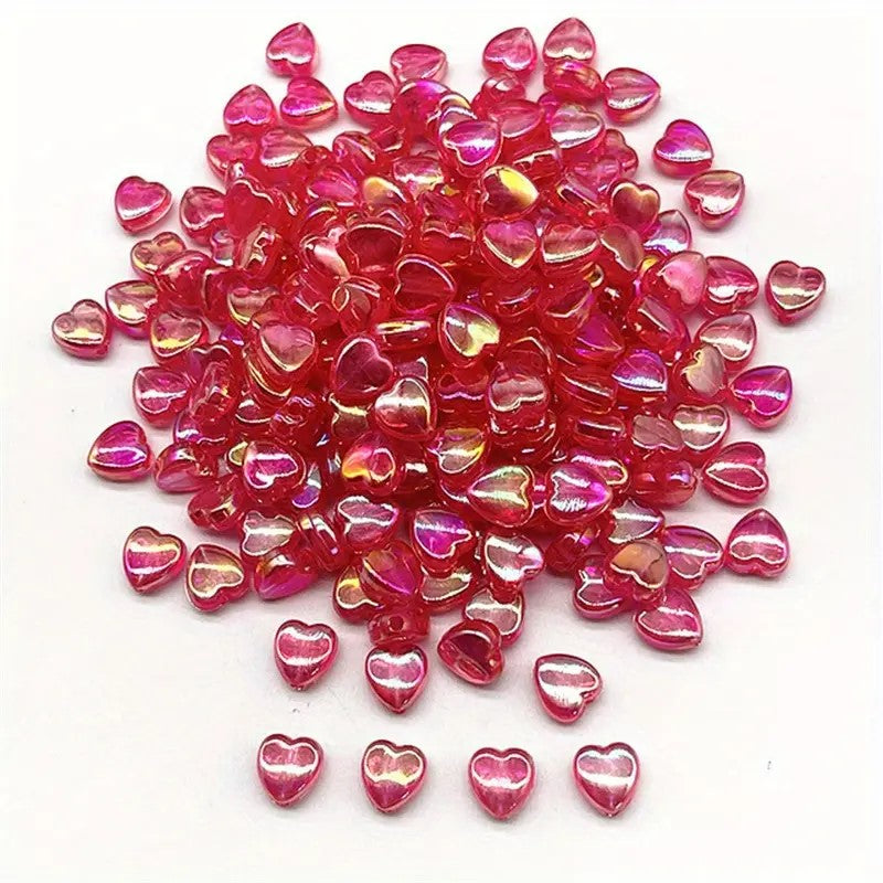 Margele acrilice inima 10x10mm rosu