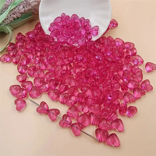 Margele acrilice inima 10x10mm fucsia