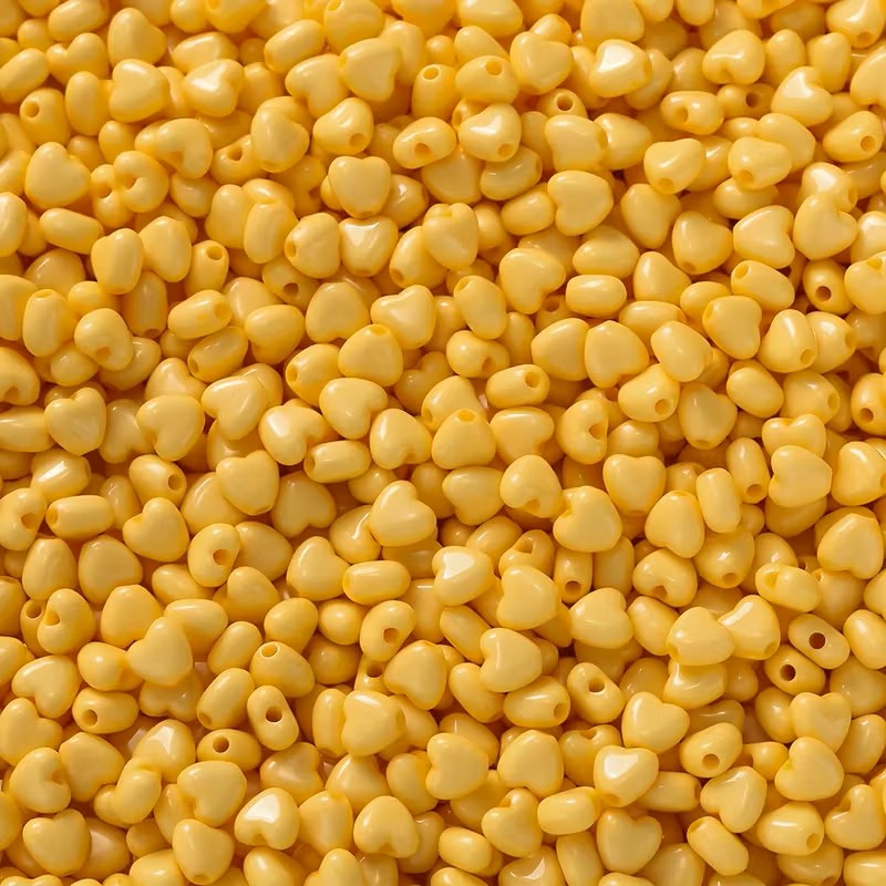 Margele acrilice inima 5mm galben