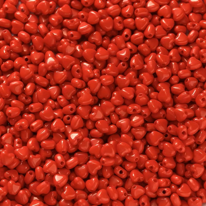 Margele acrilice inima 5mm rosu