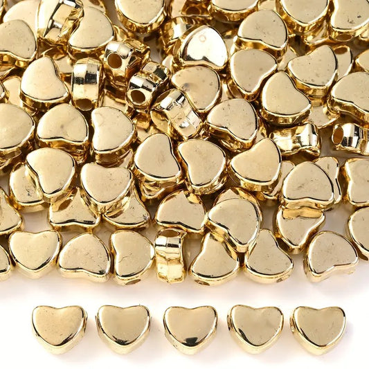 Margele acrilice inimioara 6mm auriu