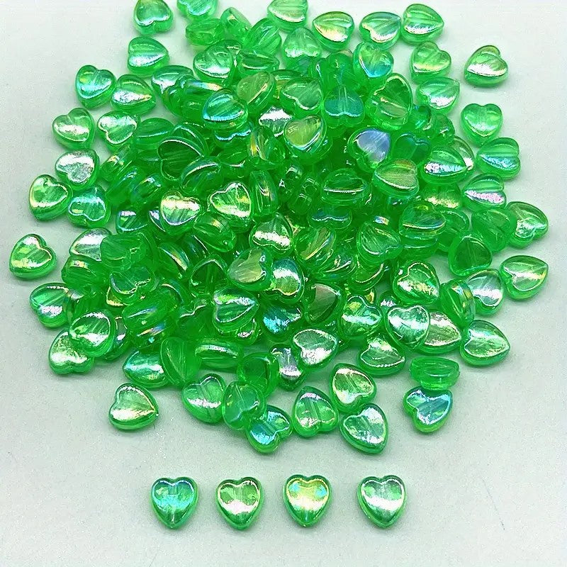 Margele acrilice inima 10x10mm verde