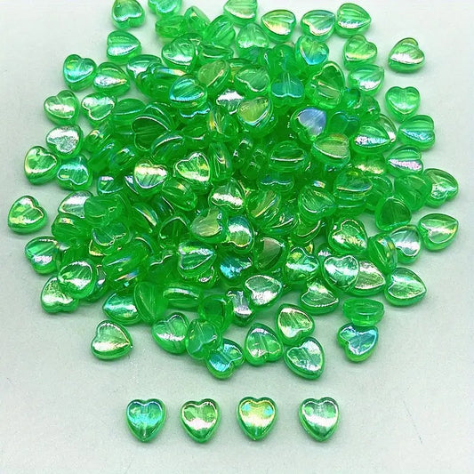 Margele acrilice inima 10x10mm verde