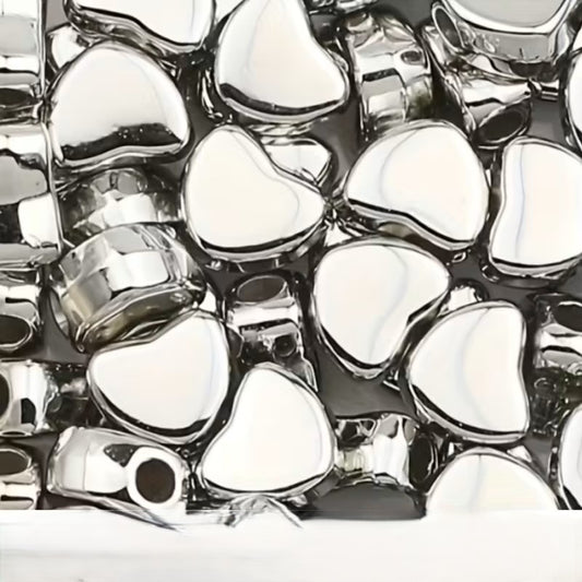 Margele acrilice inimioara 6mm argintiu