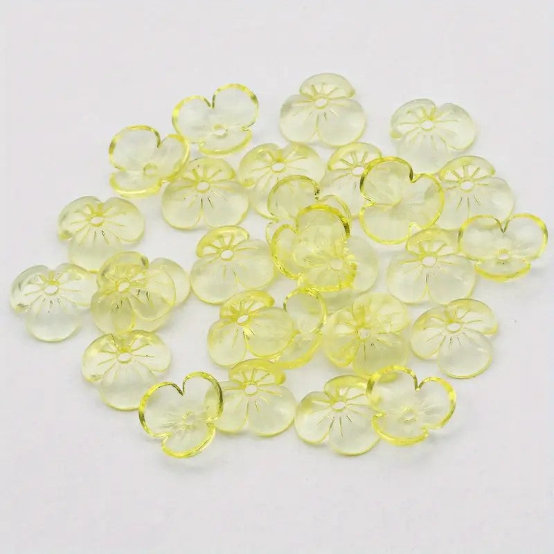 Margele acrilice petale 10mm galben