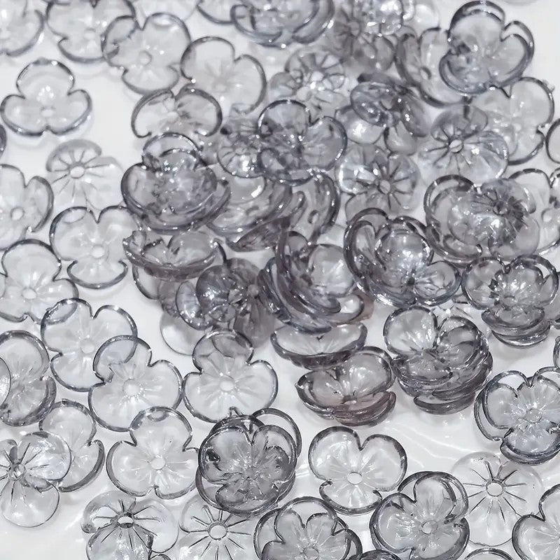 Margele acrilice petale 10mm gri