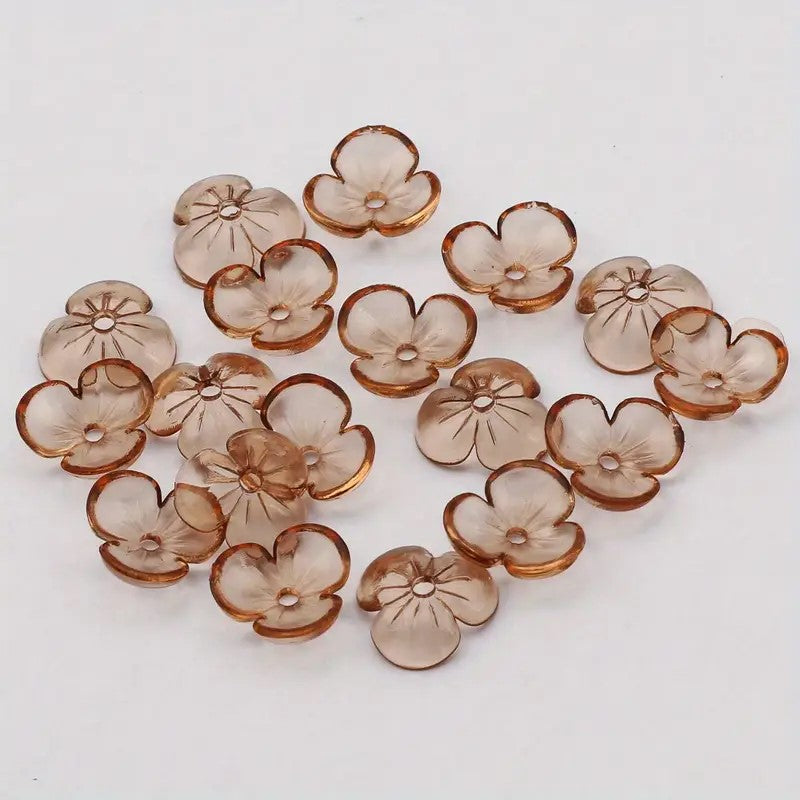 Margele acrilice petale 10mm maro