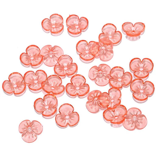 Margele acrilice petale 10mm rosu