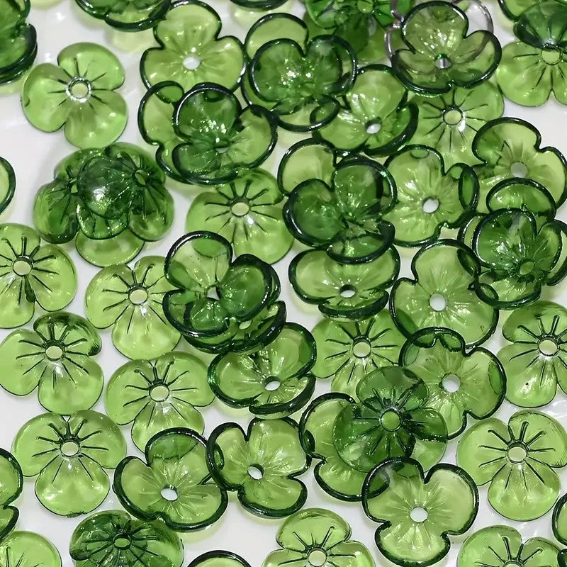 Margele acrilice petale 10mm verde