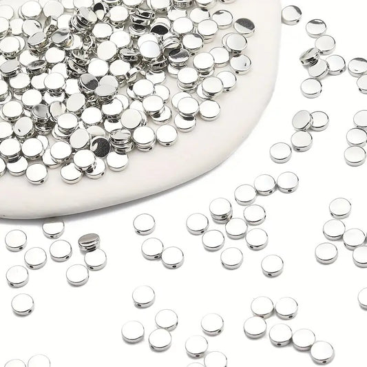 Margele acrilice rotunde plate 6mm argintiu