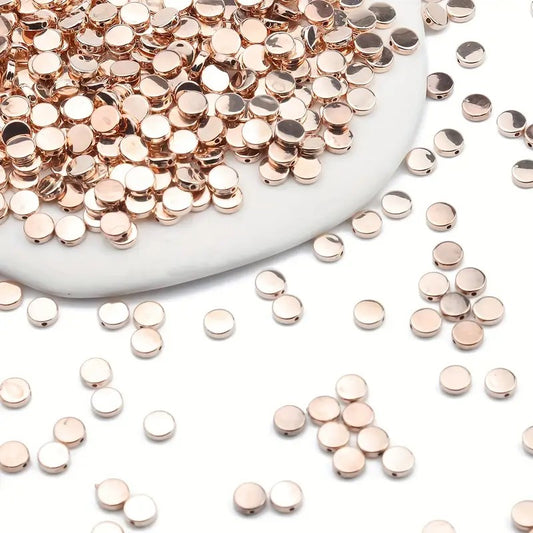 Margele acrilice rotunde plate 6mm rose gold