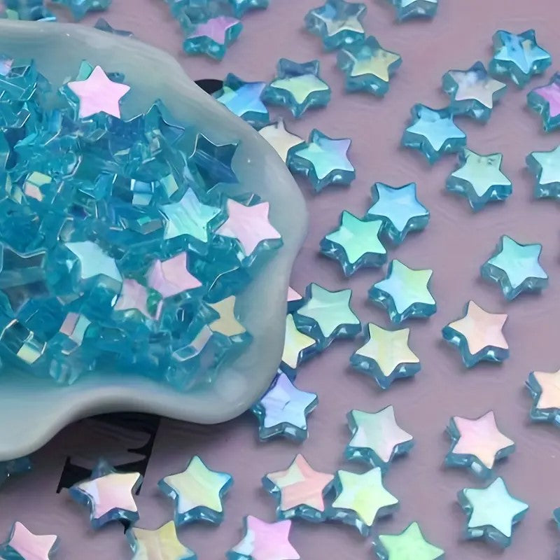 Margele acrilice stea 11mm albastru deschis