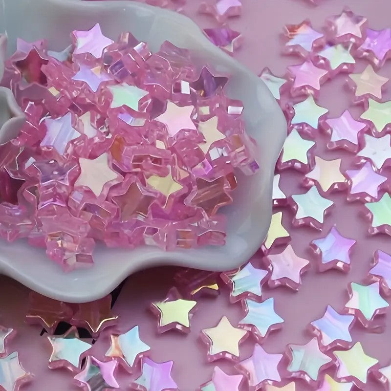 Margele acrilice stea 11mm roz