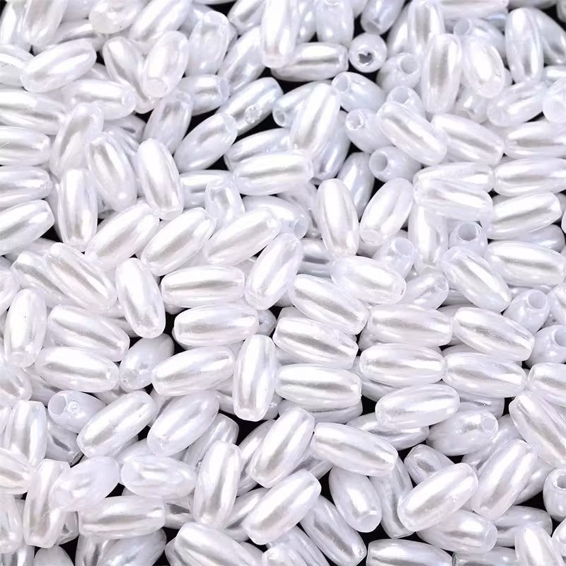 Margele acrilice tub 8mm alb