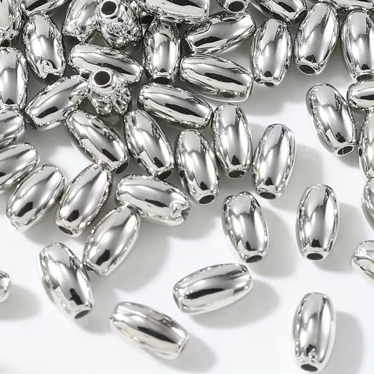 Margele acrilice tub 8mm argintiu