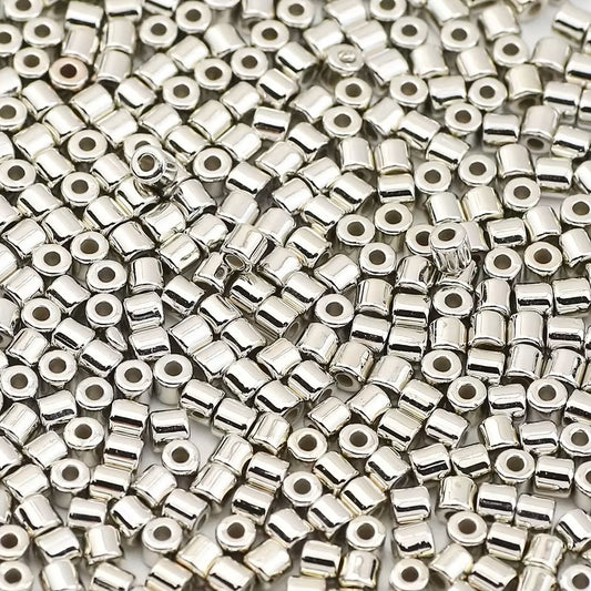 Margele acrilice tubulare 4mm argintiu