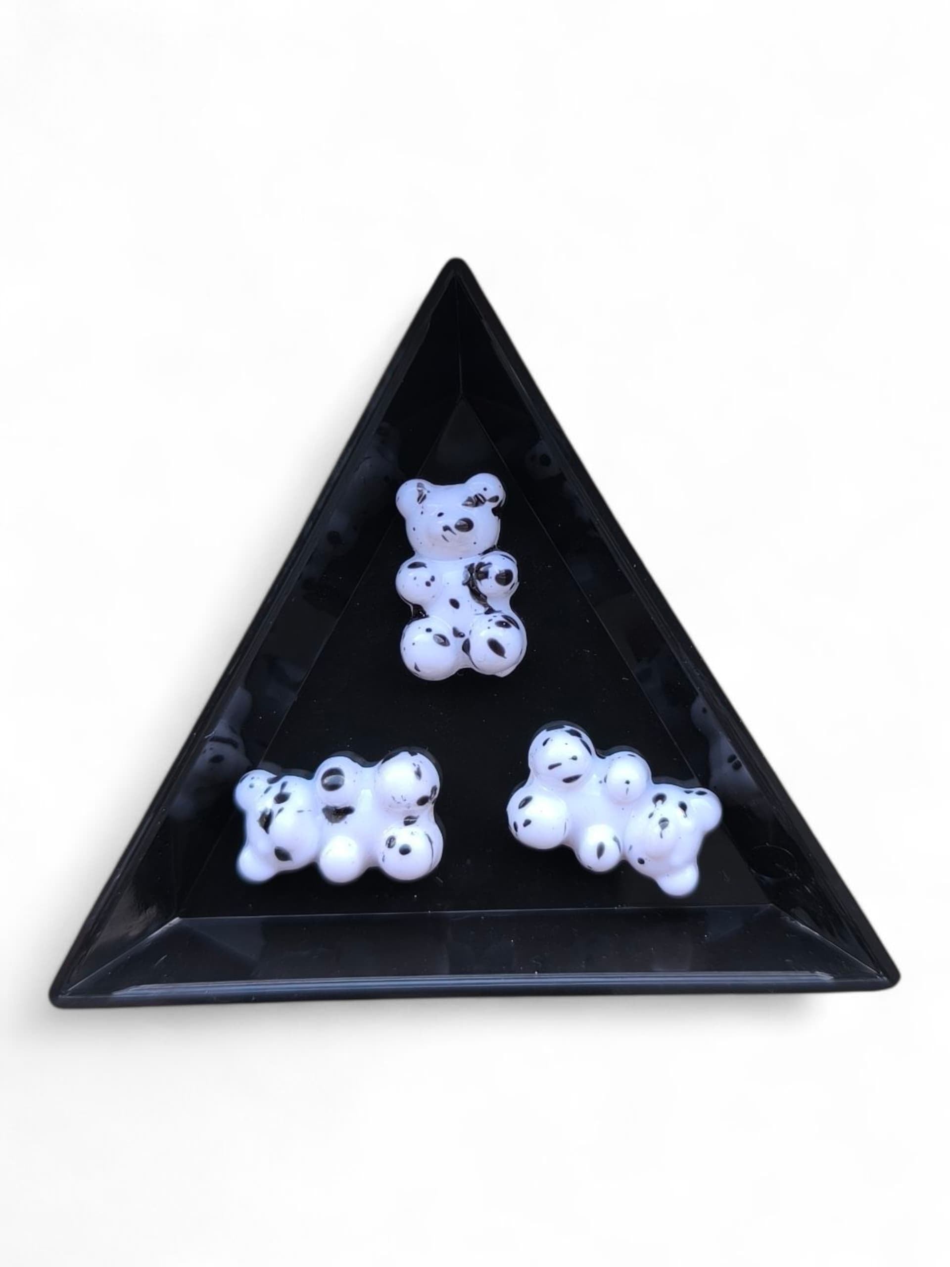 Margele acrilice urs alb si negru 18x11mm