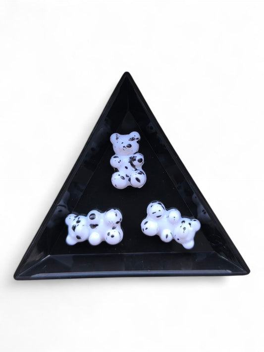 Margele acrilice urs alb si negru 18x11mm