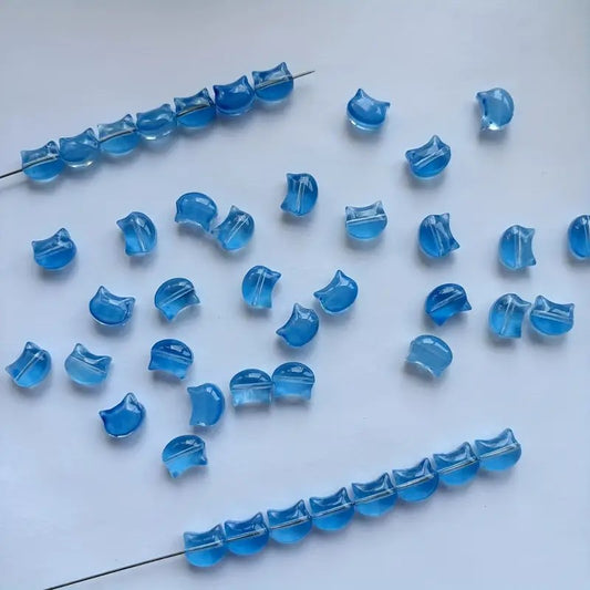 Margele sticla cap de pisica 8x10mm albastru