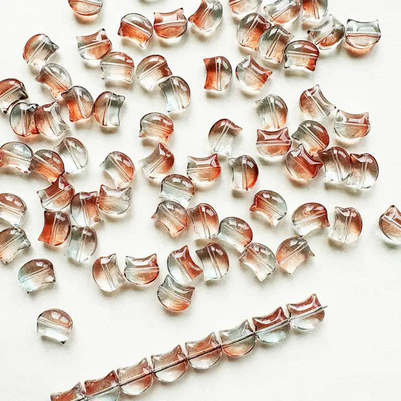 Margele sticla cap de pisica 8x10mm portocaliu