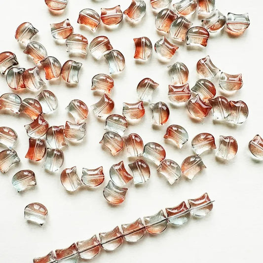 Margele sticla cap de pisica 8x10mm portocaliu