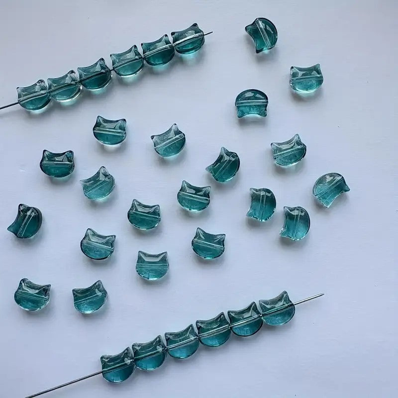 Margele sticla cap de pisica 8x10mm verde