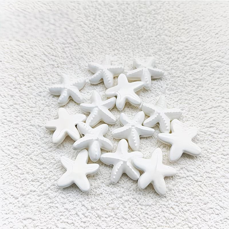 Margele din portelan stea de mare 18mm alb