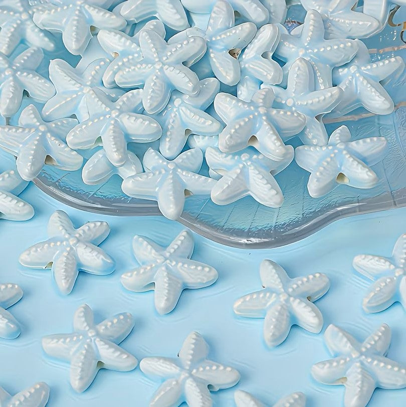 Margele din portelan stea de mare 18mm albastru deschis