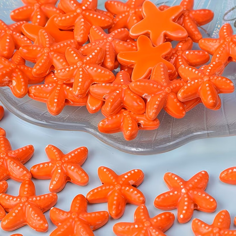 Margele din portelan stea de mare 18mm portocaliu