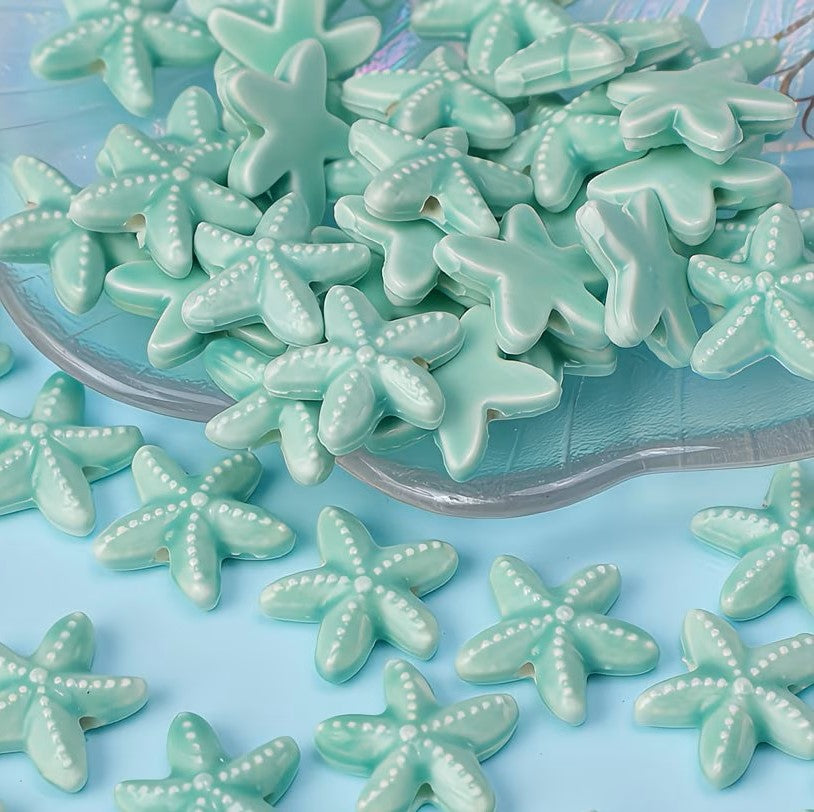 Margele din portelan stea de mare 18mm verde