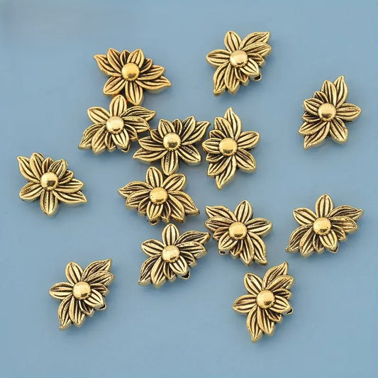 Margele metalice floare de lotus 22x12mm auriu