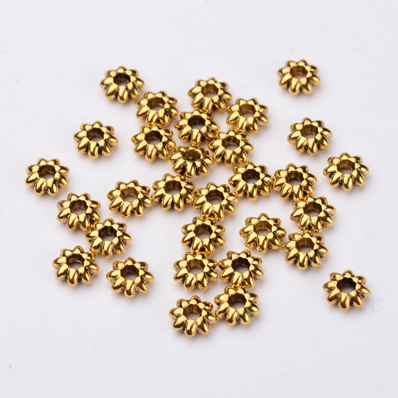Margele metalice floricica 5mm auriu