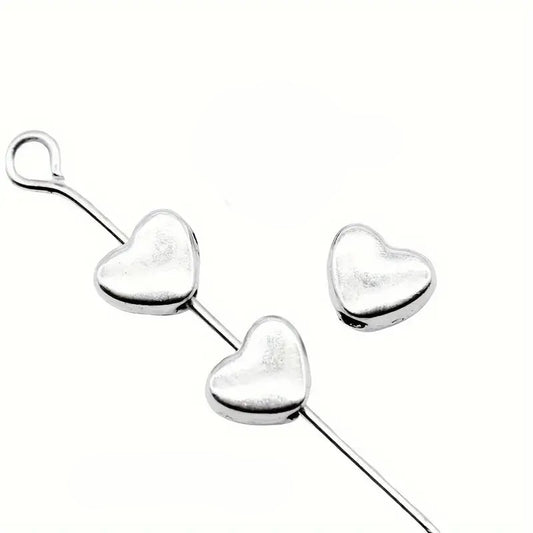 Margele metalice inima 6x5mm argintiu