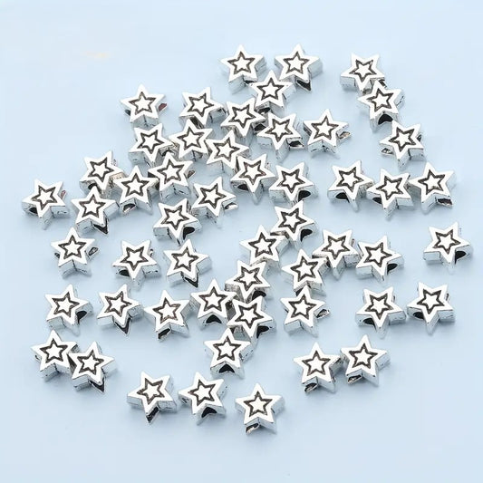 Margele metalice stea 6mm argintiu