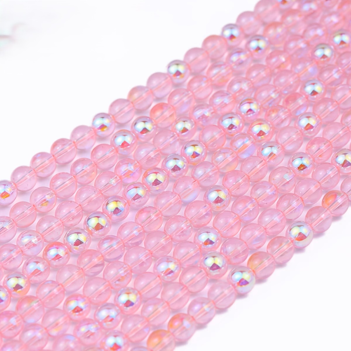 Margele sticla 4mm roz efect AB