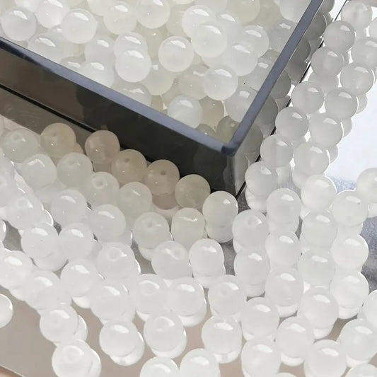 Margele sticla 6mm alb
