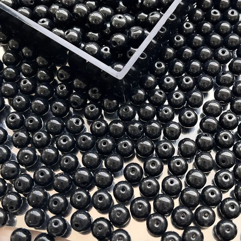 Margele sticla 6mm negru