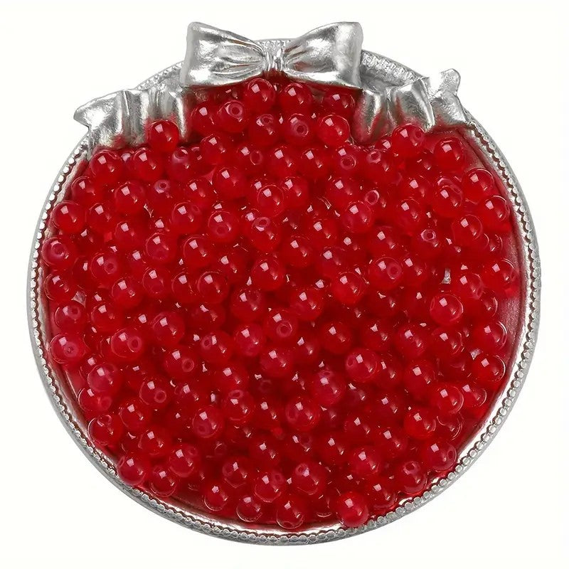 Margele sticla 6mm rosu