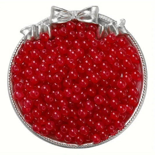 Margele sticla 6mm rosu