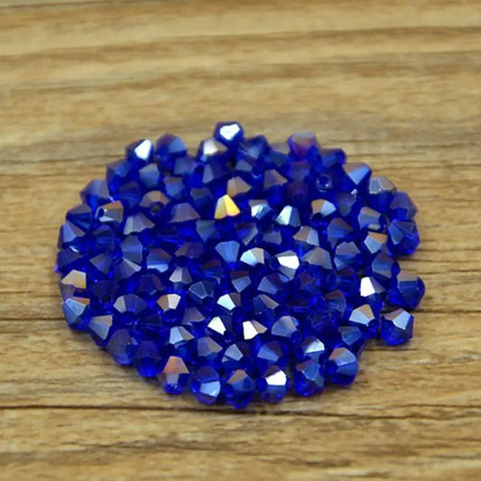 Margele sticla biconice 4mm albastru efect AB