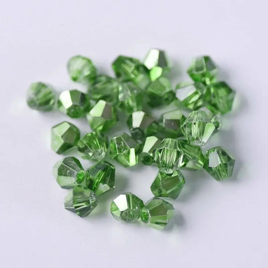 Margele sticla biconice 4mm electroplacat pe jumatate verde