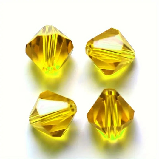 Margele sticla biconice 4mm galben