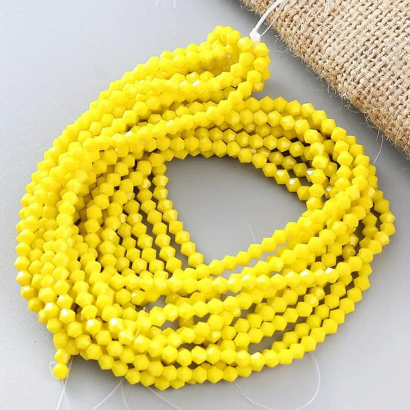 Margele sticla biconice 4mm galben mat