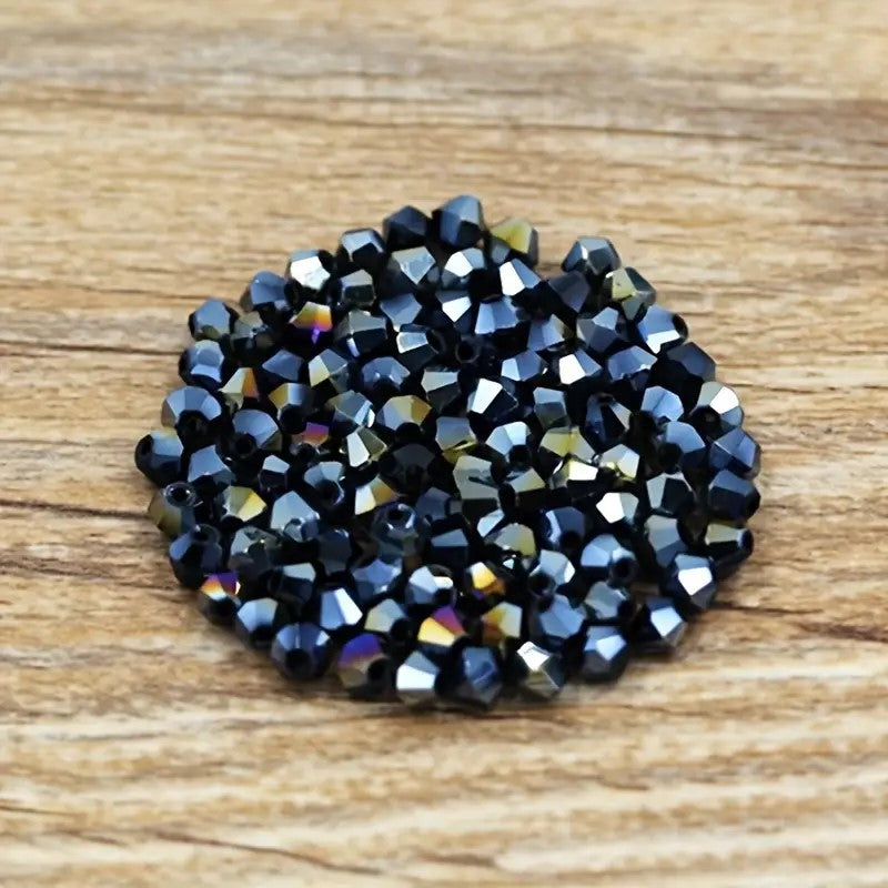 Margele sticla biconice 4mm negru AB